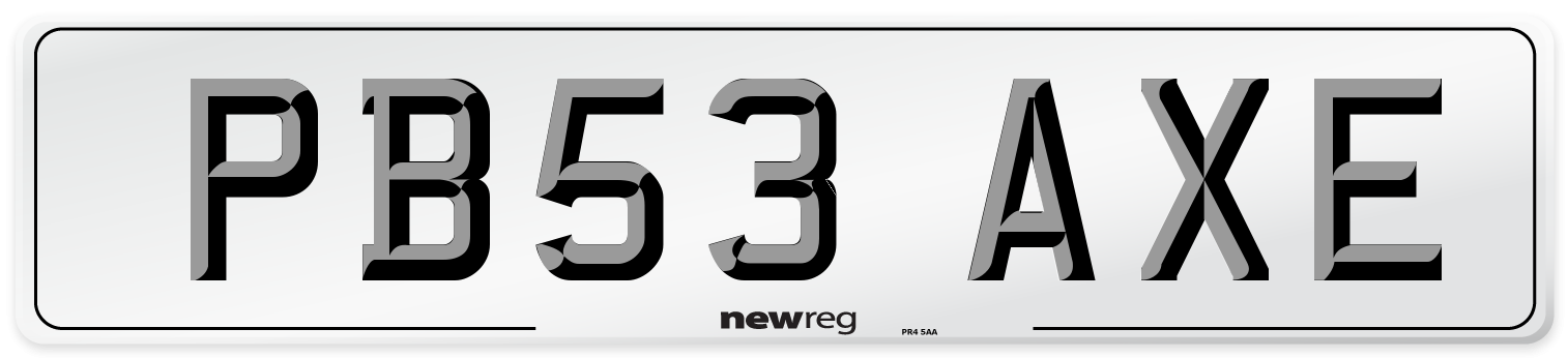 PB53 AXE Number Plate from New Reg